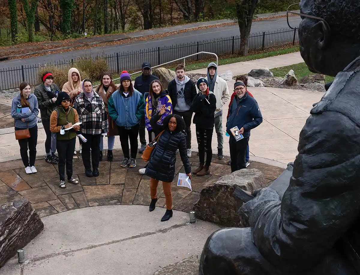 Students gather at Alex Haley Heritage Square in Knoxville