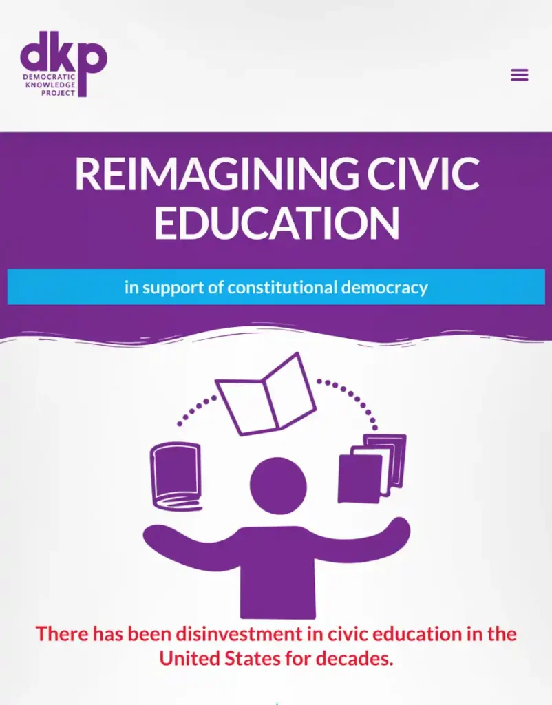 A screen capture of the Democratic Knowledge Project website