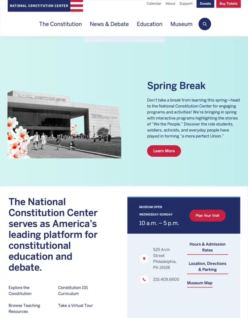 National Constitution Center homepage