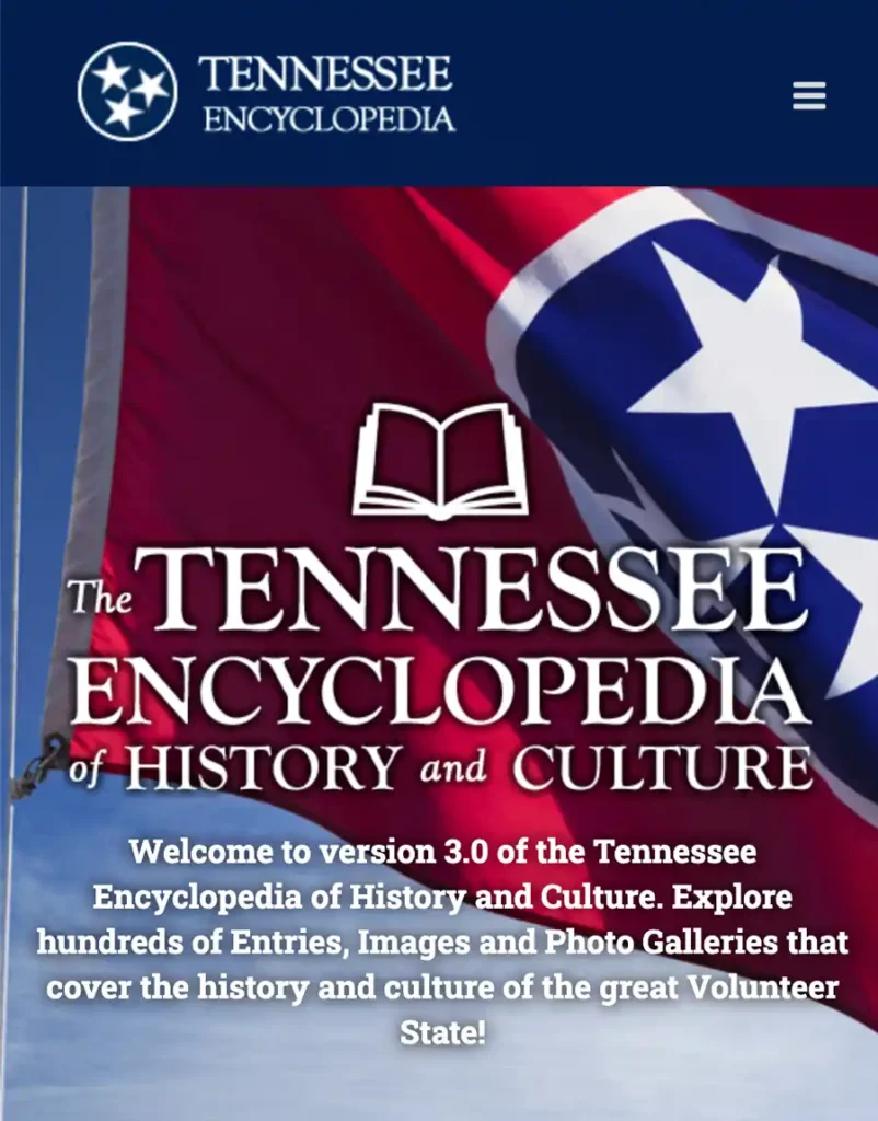 A screen capture of the Tennessee Encyclopedia of History and Culture website
