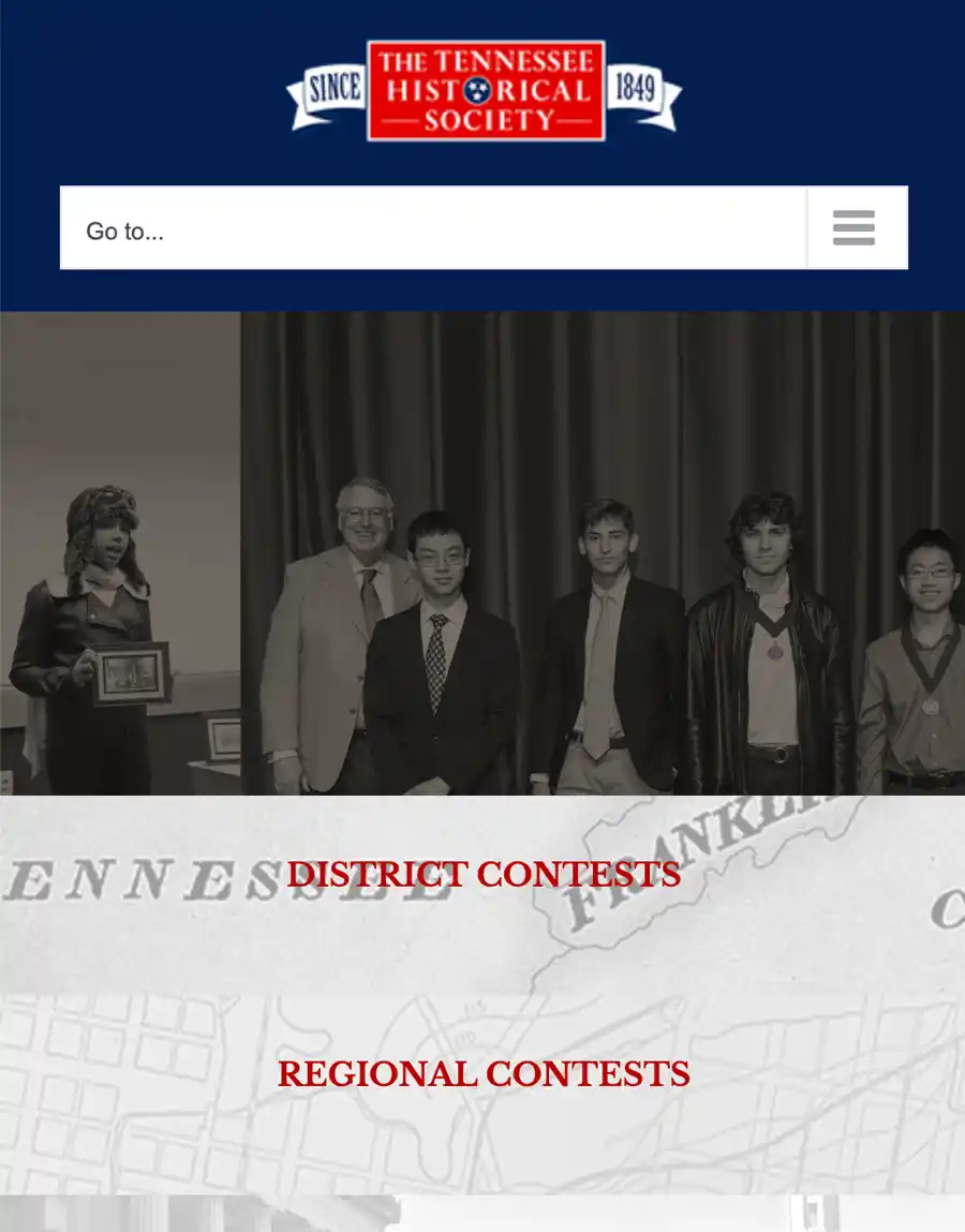 A screen capture from the Tennessee History Day webpage