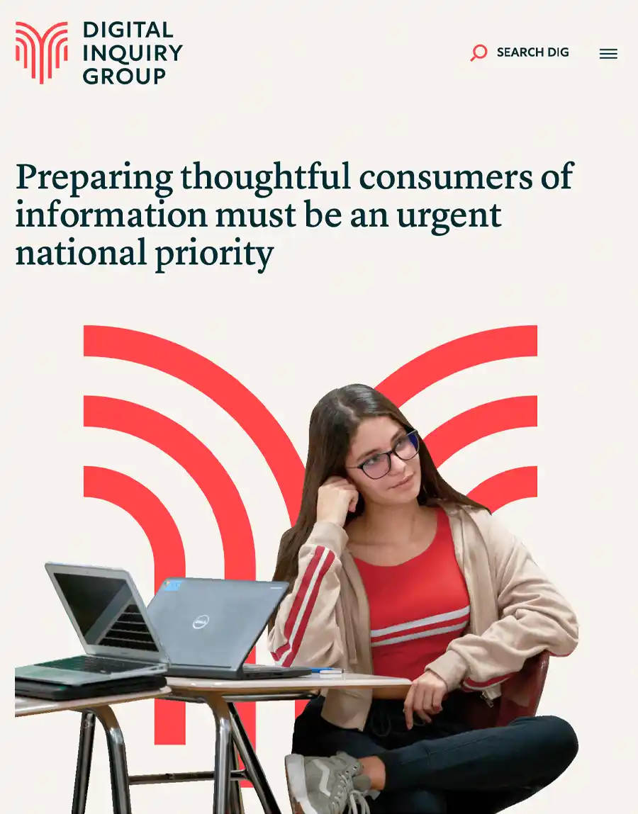 A screen capture of the homepage for Digital Inquiry Group