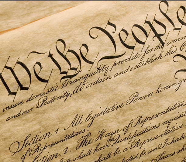 Lesson Cover Page: Ramble Through The Preamble: The U.S. Constitution and the Roles of Government An image of the US Constitution on the cover of the lesson plan