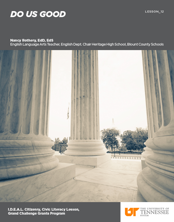Do Us Good Lesson Plan Cover with an image of the pillars of Congress