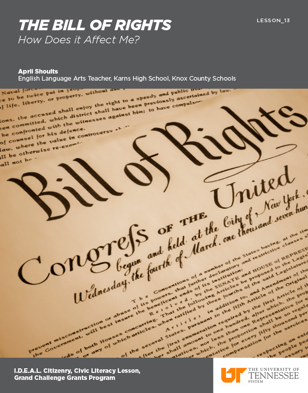 Lesson Cover Page: The Bill of Rights — An image of the Bill of Rights in script font